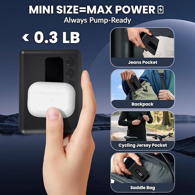 Mini Bike Pump 130PSI, Portable Bicycle Tire Pump with Pressure Gauge, Fast 30S Inflation for MTB/Road/E-Bike, Works with Presta & Schrader Valves, Includes Reflective Stickers