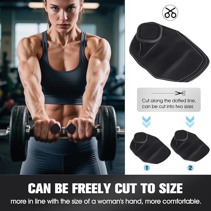 2PCS Anti-Slip Gym Grips Fingerless Workout Gym Gloves, Ergonomic Workout Grip for Men Women Crosstraining Hand Palm Protection, Weight Lifting Grips for Bodybuilding, Deadlifts