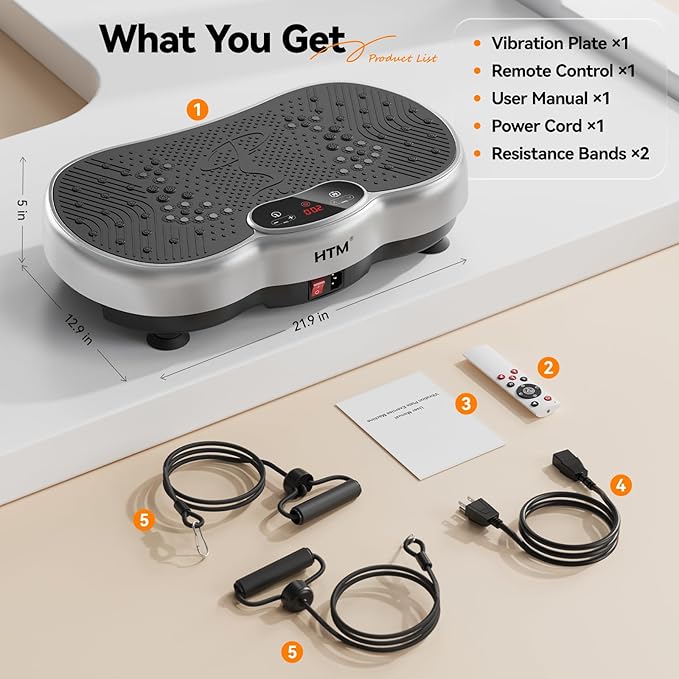 Vibration Plate Exercise Machine - 300 lbs Weight Capacity, 120 Speed Levels, 9 Workout Modes for Home Fitness, Muscle Toning & Weight Loss