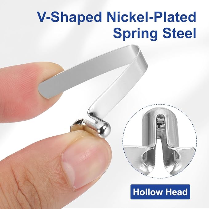 HARFINGTON Single Button Kayak Paddle Snap Spring Clip Spring Steel V-Shaped Hollow Lift Telescopic Locking Tube Pole Clips for Tent Camping