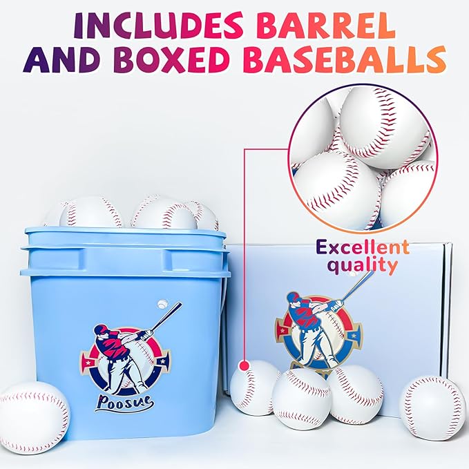 24 Pack Youth Baseballs - 9 Inch Faux Leather Practice Balls for Teen Training, Hitting, Pitching & Fielding Drills | Lightweight Unmarked Baseballs for Backyard & School Team Practice