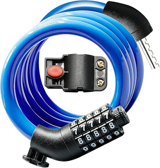 Bike Lock Cable with Combination,High Security 5-Digit Resettable Combination Bicycle Lock Anti-Theft, with Mounting Bracket for Bikes and Scooters