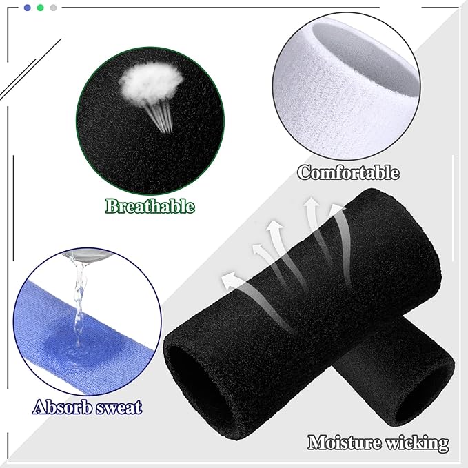 WILLBOND 6 Inch Wrist Sweat Bands for Men Women Tennis Elastic Athletic Long Sweatband Wrist Absorbent for Basketball Tennis Running Outdoor Activity