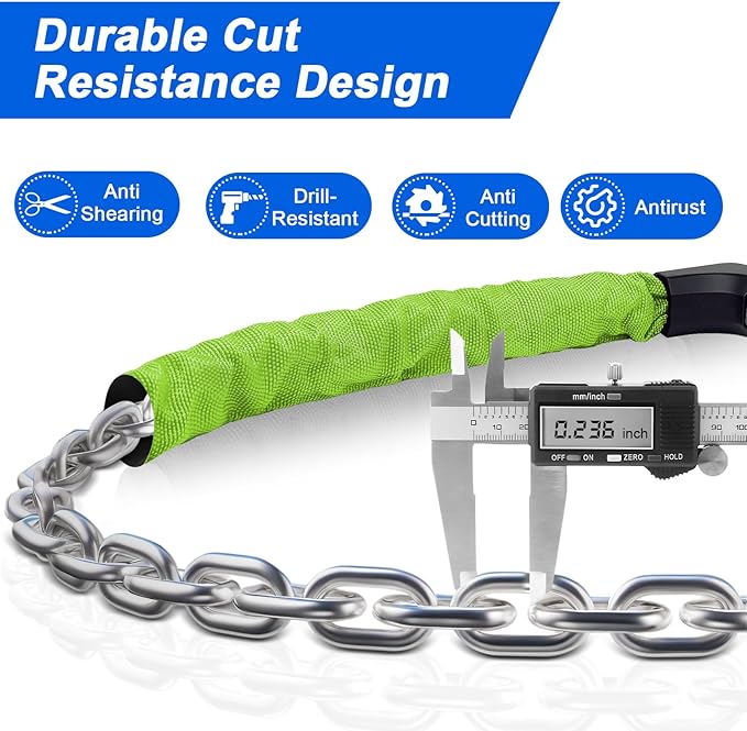 NDakter Upgrade Bike Chain Lock with 4 Digit Combination and 2 Keys, 3.2/4.28 Ft Heavy Duty Anti-Theft Bicycle Lock, 2 Ways to Unlock High Security Scooter Locks for Ebike, Escooter, Door