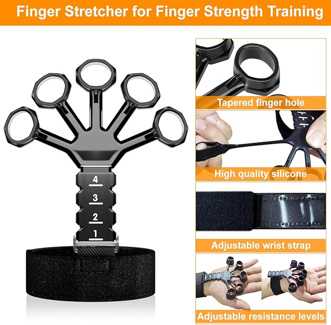 ALMAH Hand Grip Strengthener kit(5 Pack),Grip Strength Trainer,Forearm Workout Trainer Adjustable Grip Exercises,Finger Grip Strengthener,Finger Stretcher,Grip Ring & Stress Relief Ball with Carry Bag