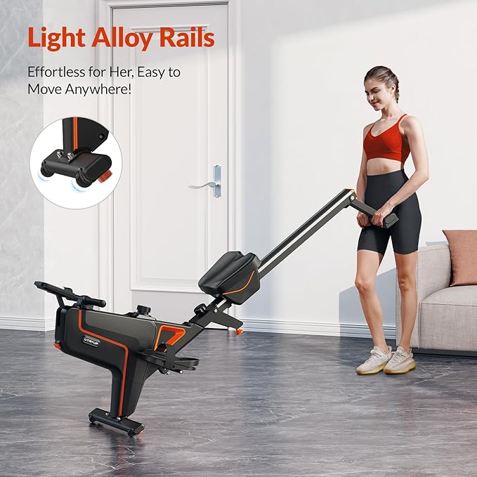 Magnetic Rowing Machines for Home (R05), Water Rowing (R10), 16 Levels of Quiet Resistance Foldable Compact Rowing Machine 350 LB Weight Capacity with Bluetooth, App Supported, Tablet Holder