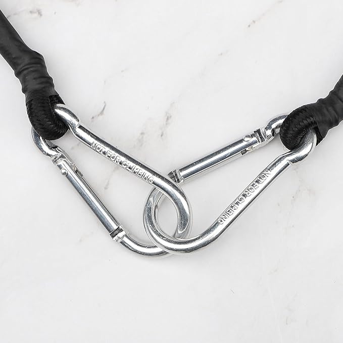 ZHOUBIN 18 Inch Black Bungee Cords with Carabiner Hooks, 2Pcs
