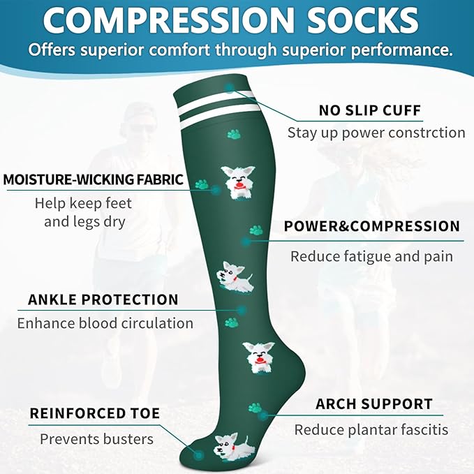 6 Pack Copper Compression Socks for Women and Men Circulation-Best Support for Medical, Running,Nursing,Athletic
