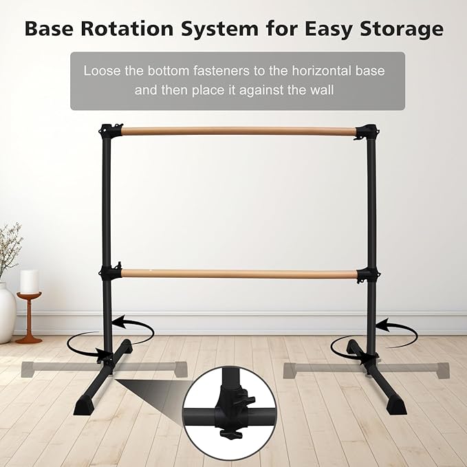 4FT/6FT Height Adjustable Double Ballet Barre, Freestanding Portable Stretching Dance Bar for Home, Heavy Duty Exercise Equipment for Kids & Adults with Anti-Slip Rubber Pads
