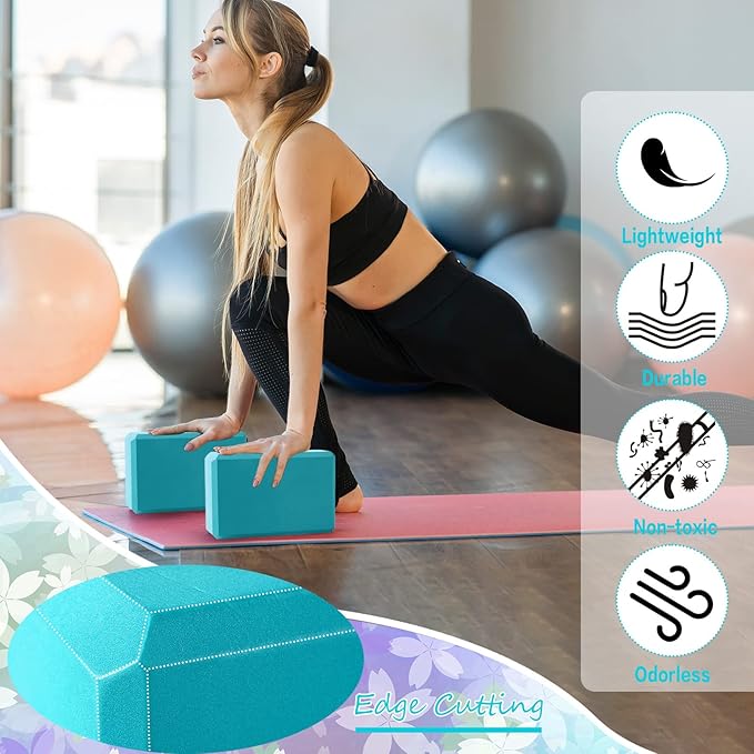 Outus 20 Pcs Yoga Blocks Bulk 9 x 6 x 3 Inch High Density Bricks to Improve Strength Flexibility Balance Soft Non Slip Gymnastic Blocks for Yoga Sports