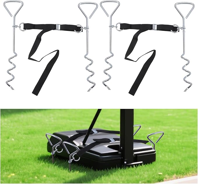 2 Set Basketball Goal Anchor, Basketball Hoop Anchor for Secure and Durable Court Setup, with Adjustable Straps for Basketball Mounting Trampoline Swing Tent