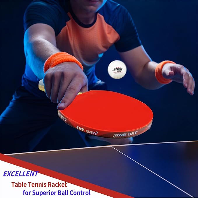 Double Happiness DHS Ping Pong Paddles Professional Table Tennis Racket with Carrying Case - ITTF Approved Rubber for Tournament Play