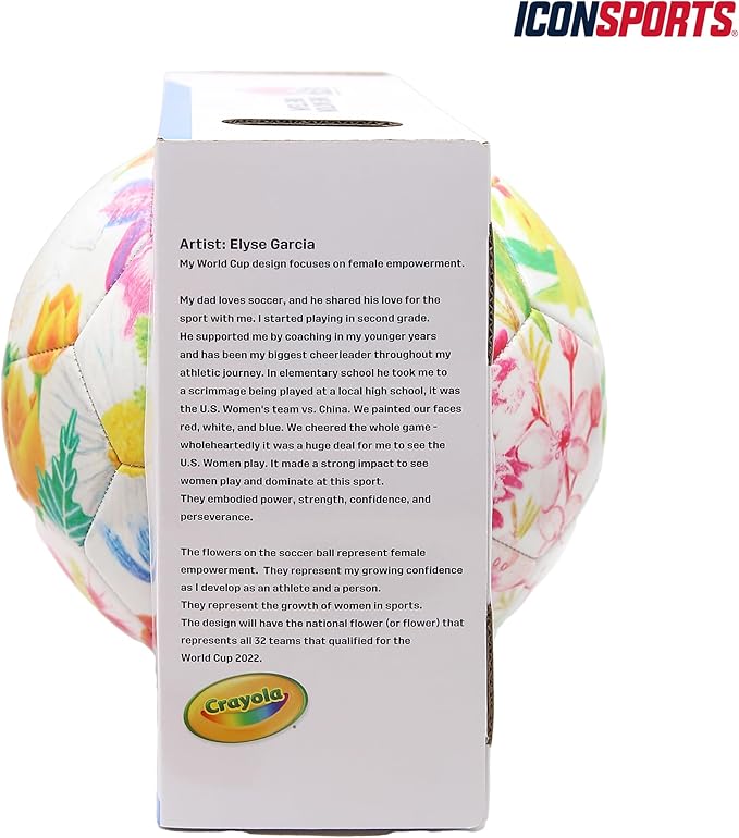 Icon Sports Officially Licensed U.S. Soccer Federation Size 5 Soccer Ball | Crayola & Fox Sport Collaberation Flower Ball by Elysa Garcia