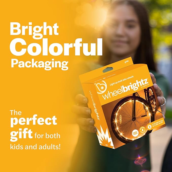 Brightz WheelBrightz LED Bike Wheel Lights - 2025 Edition with Superior Straps & LED-Weatherproof Shield! 14 Colors - Unmatched Durability, Visibility & 48+ Hours of Dazzling Illumination