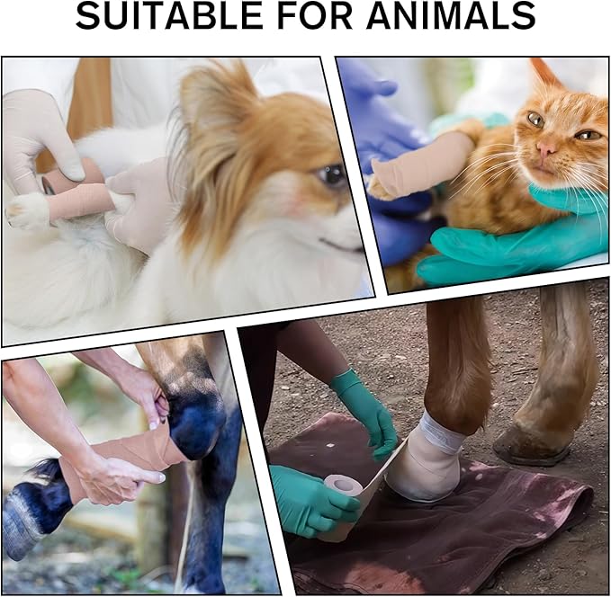 4 Rolls Elastic Tape, Breathable Self Adhesive Bandage Wrap, Flexible Stretch Bandages for Sports Wrists Sprains Knees Ankles, for Animals and Pets, 5 Yards (4 Inch in Width)