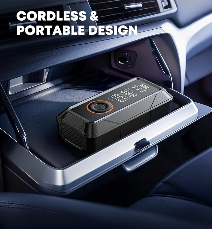 Tire Inflator Portable Air Compressor 160PSI 5X Faster Portable Cordless Inflator Air Bike Pump with Pressure Gauge Auto Shutoff Function Air Compressor Tires Pump for Cars Motorcycles Bikes Balls