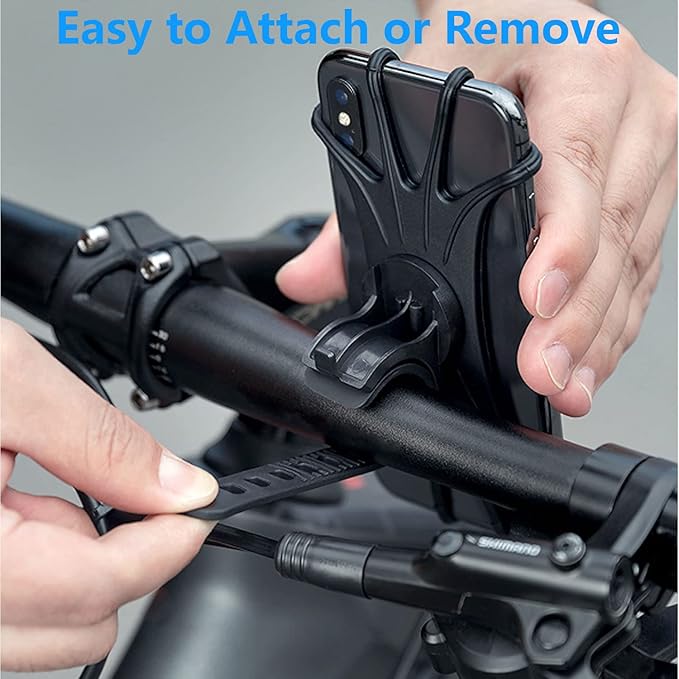 2 Pack Universal Bike Phone Mounts, 360 Rotation Silicone Holders for iPhone and Samsung, Compatible with 4.7-6.8 Inches Phones, Easy Installation