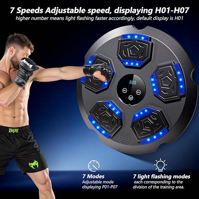Music Boxing Machine, Workout Equipment with Boxing Gloves, Bluetooth Smart Punching Arcade Machine, Fitness Equipment for Home,Office,Gym