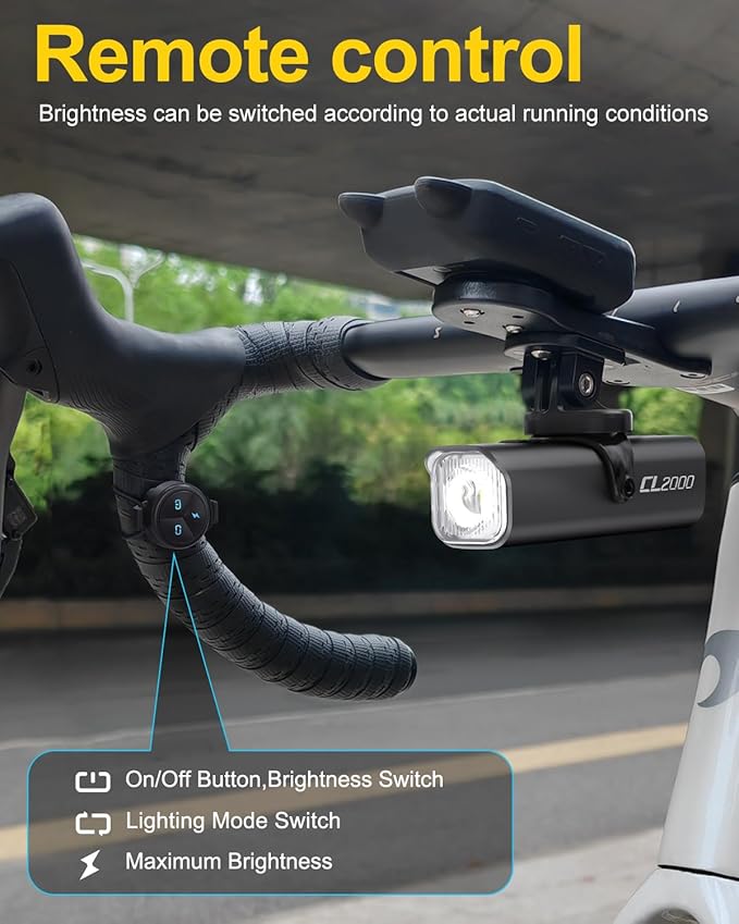 TOWILD CL2000 Bike Lights for Night Riding,2000LM Super Bright Bicycle Headlight,Waterproof Bike Front Light for Mountain Road Cycling Commuting