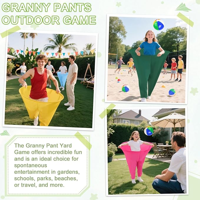 Granny Pants Yard Game Freaky Party Games Pants with Bouncy Balls and Air Pump Oversized Granny Pants Outdoor Game for Adults and Family Interactive Throwing Game for Group Gatherings
