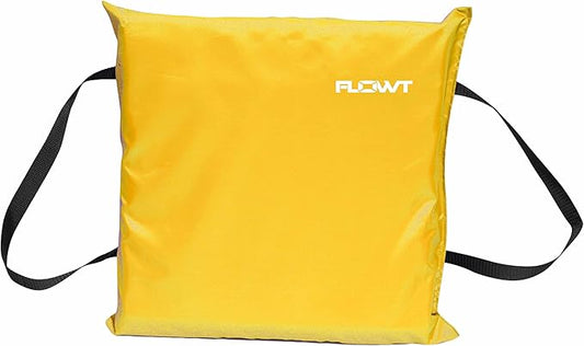 Flowt Boat Seat Cushion and Throw Cushion for Boat Safety – USCG Approved Type IV, Life Cushion for Boat, Durable, Comfortable Boat Seat Cushions for Kayaks, Paddle Board, Canoe and Boating - Yellow