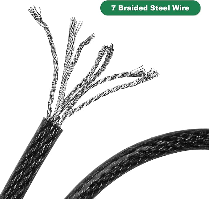 20 ft x 1/2" Heavy Duty Cut-Proof Security Cable | Flexible Vinyl-Coated Braided Steel with Looped Ends | Weatherproof Anti-Theft Locking Cable for Bikes, Gates, Kayaking & Outdoor Equipment