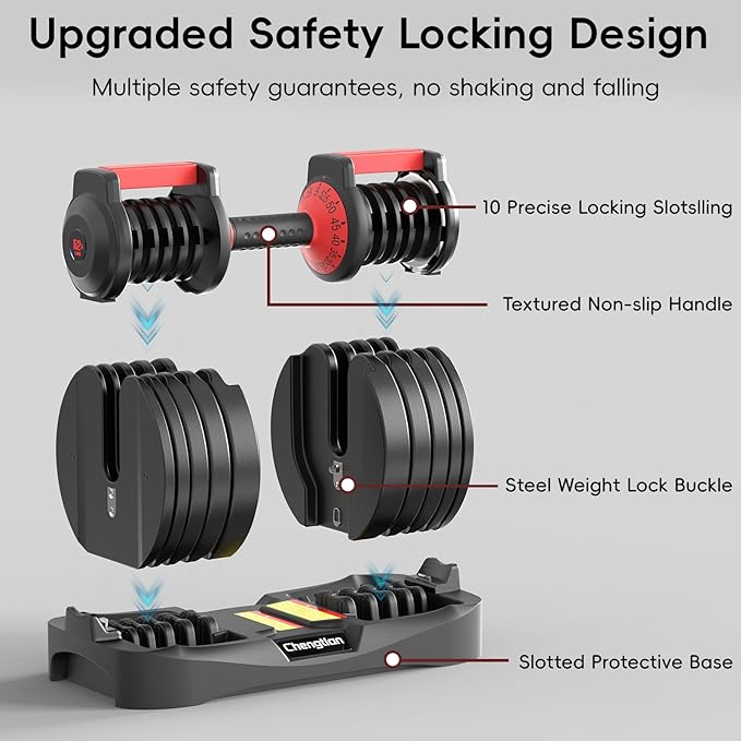 Upgraded Adjustable Dumbbells Set 52.5 lbs/25 lbs, 15/9 Weights Dumbbell Set, Quick Adjustable Dumbbells For Men Women Home Gym with Anti-Slip Handle, Safe and No Falling
