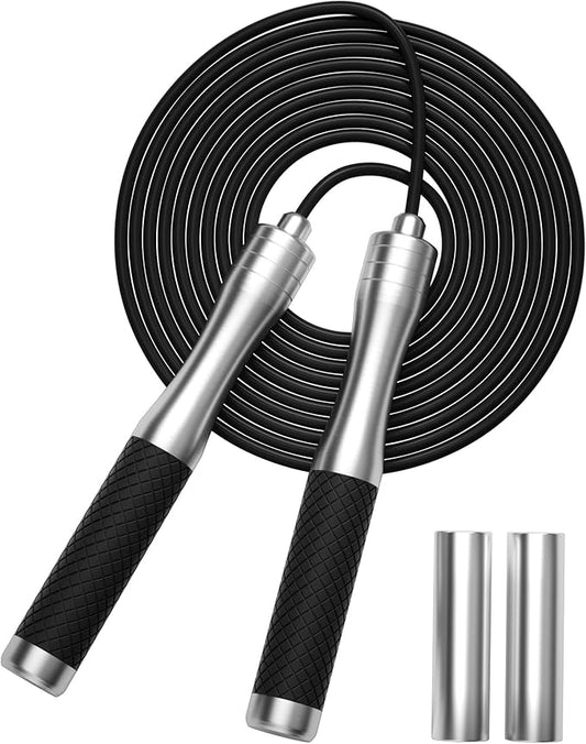𝐒𝐩𝐞𝐞𝐝 𝐉𝐮𝐦𝐩 𝐑𝐨𝐩𝐞 𝐟𝐨𝐫 𝐅𝐢𝐭𝐧𝐞𝐬𝐬 - Skipping Rope for Women Men Exercise with Adjustable Length Jumping Rope and Alloy & Silicone Handles Suitable for Workout Boxing Home Gym