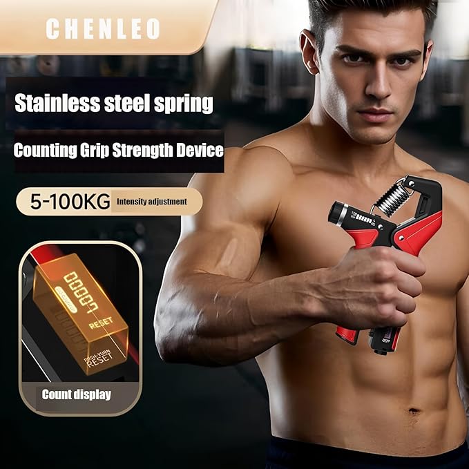 Hand Strengthener，Grip Strengthener Forearm，Hand Grip Strengthener with Adjustable Resistance 11-220Lbs(5-100KG)，Forearm Strengthener, Hand Exerciser for Muscle Building and Injury Recover