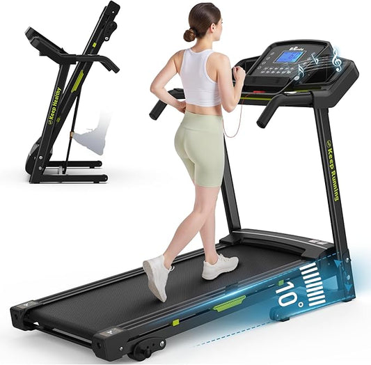 FYC Folding Treadmill for Home with Incline 330lb Weight Capacity 3.5HP Portable Electric Treadmill with Bluetooth, 12 Preset Programs Exercise Running Machine Easy Assembly