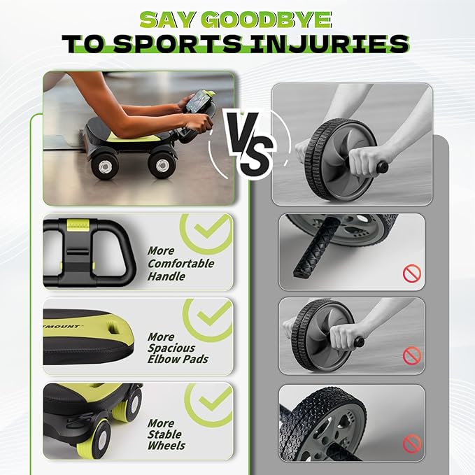 EAST MOUNT Ab Roller Wheel - Ab Roller with Elbow Support for Core Workout Belly Fat Automatic Rebound Abdominal Wheel for Women Men Home Gym Equipment