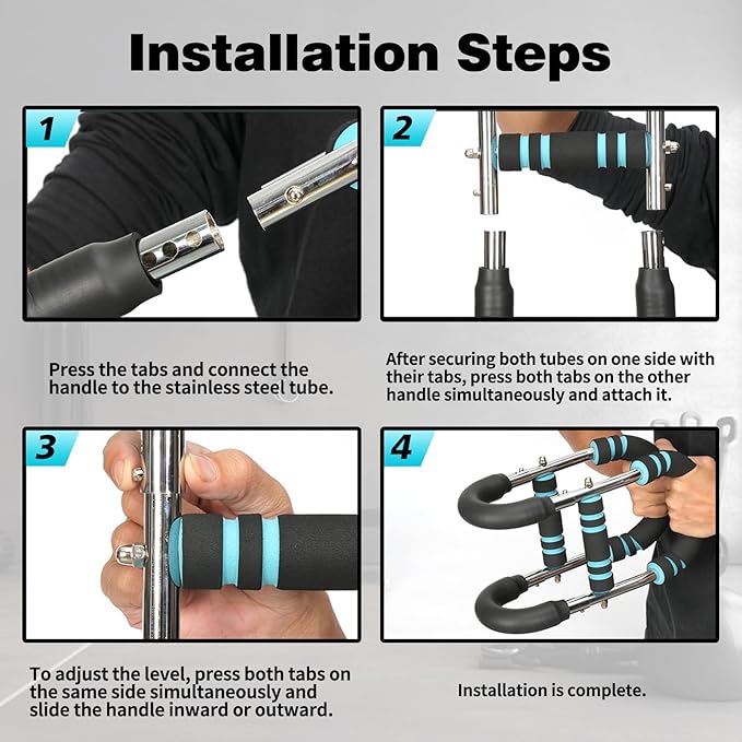 6 Levels Twister Arm Trainer, 40/50/60/75/90/110lb Adjustable Chest Workout Equipment, Portable Power Twister Bar, Body Fitness Machine for Shoulder Back Abdominal Thigh Muscle, Detachable, Men & Women