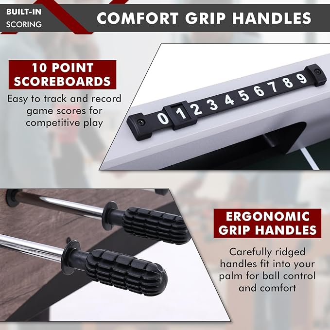 48in Foosball Table, Arcade Table Soccer w/2 Balls for Kids and Adults, Indoor Foosball Table for Home, Game Room w/Wood Grain Finish and Foosball Accessories