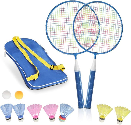 Badminton Rackets for Children,12 in 1 Shuttlecocks Racquet Sports Set w/Lightweight Carrying Bag for Kids Professionals Beginner Players Indoor Outdoor Sport Game