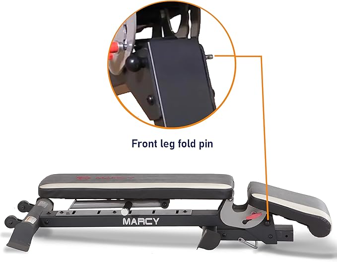 Marcy Foldable Adjustable Utility Weight Bench, Strength Training Home Gym for Full Body Workout