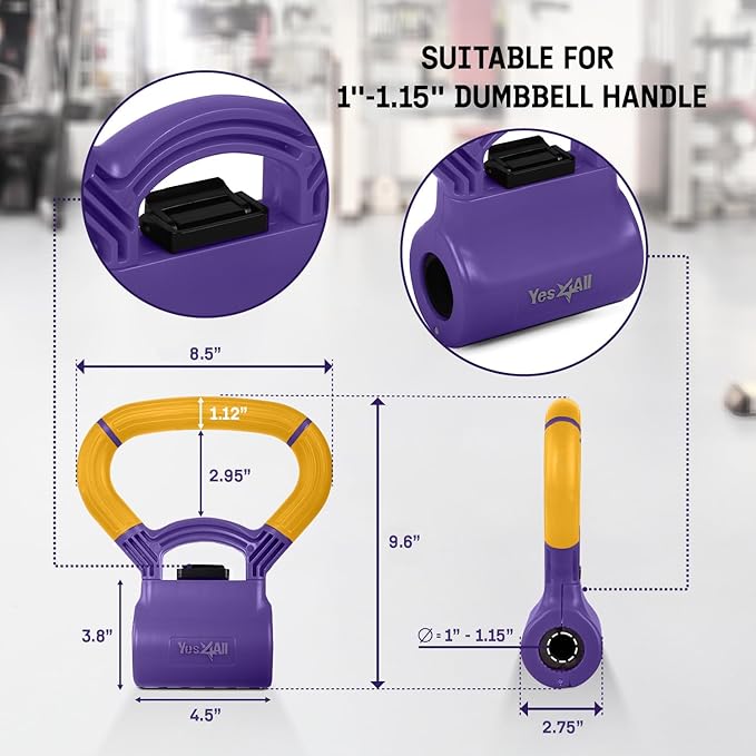 Yes4All Kettlebells Grip, Dumbbell Grip Handle, Convert Dumbbells into Kettlebell for Home Gym, Kettlebell for Weights Plate