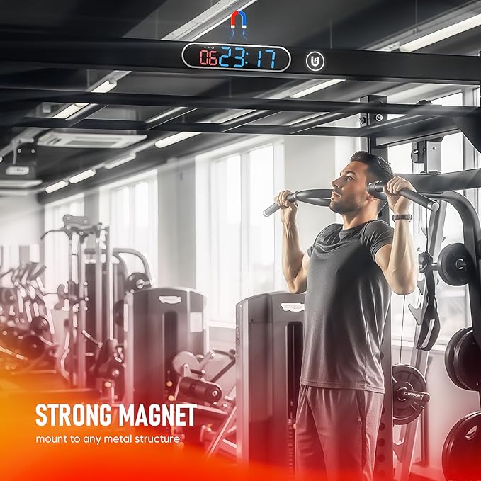 Dienmern Portable Gym Timer Clock with Strong Magnet - Workout Interval Timer with Countdown/UP/Stopwatch, 50Hours Powerful Battery Gym Clocks for Home Gym/Garage/Boxing/Fitness