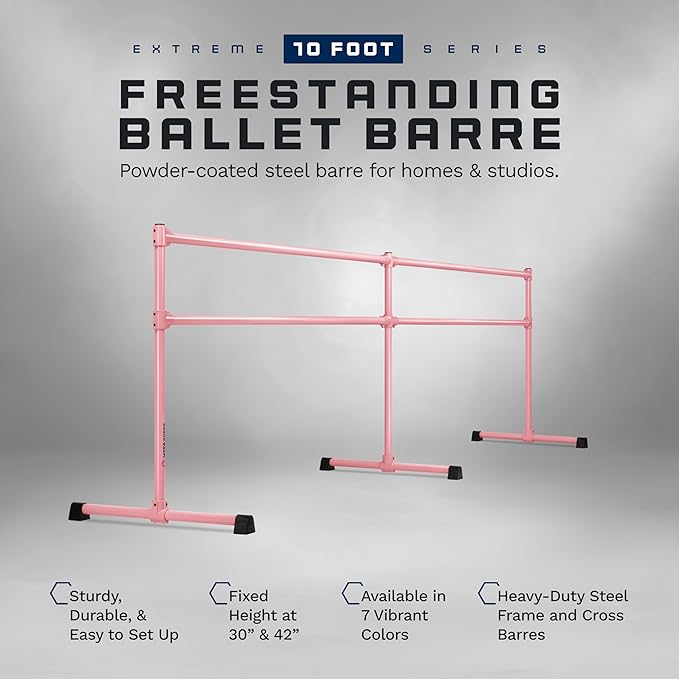VITA Barre Portable Freestanding Double Ballet Barre, Extreme, Steel | Fixed Height, Made in USA, Home or Gym Exercise Equipment for Kids & Adults | Dance, Fitness, Pilates