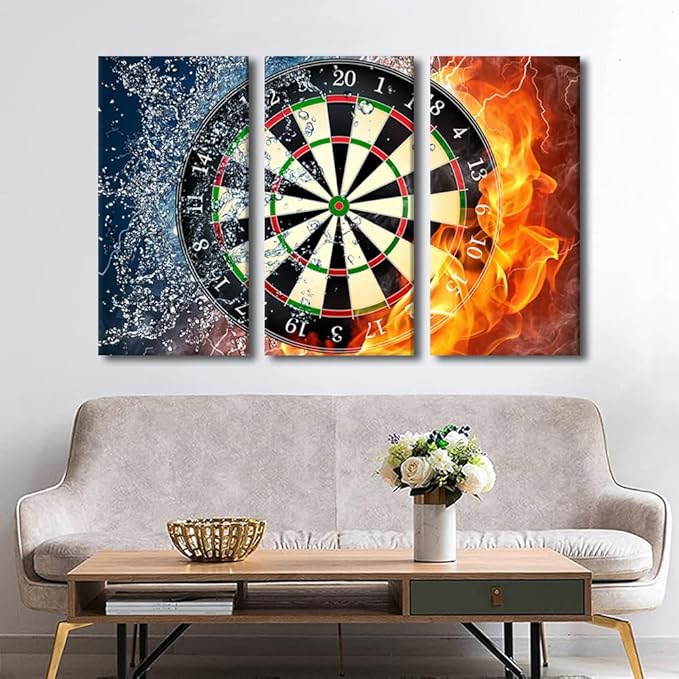 Dart Target Office Wall Art Canvas Darts Pictures Bullseye Wall Painting for Bedroom Wall Art for Living Room Contemporary Artwork Modern Home Posters Framed Wall Art Ready to Hang - 28"Wx42"H