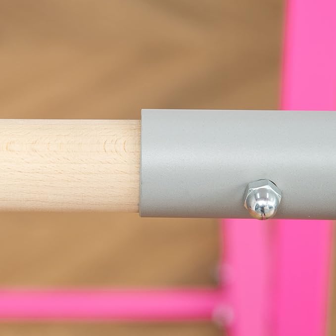 Qaba Double Horizontal Bars, Junior Uneven Bars Gymnastics for Home with 13-Level 36"-59" Adjustable Heights, 6-Level Adjustable Width - Pink