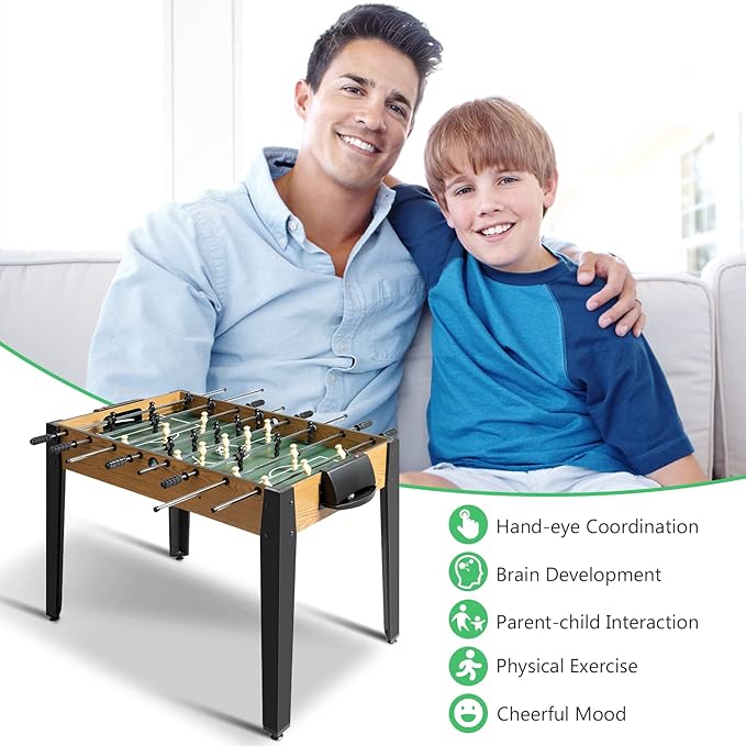 GYMAX 48” Foosball Table, Arcades Soccer Game Table for Multiplayer with 2 Balls, Score Keepers Wooden Competition Sized Foosball Table for Adults and Kids