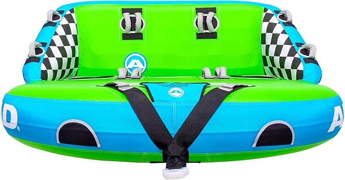 Airhead Mable Inflatable Towable Tube, 1-4 Rider Models, Dual Tow Points, Full Nylon Cover, EVA Foam Pads, Patented Speed Valve, Boat Tubes and Towables