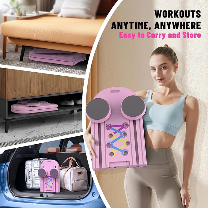 Maksone Pilates Board, Foldable Reformer Training Set, 6-in-1 Versatile Kit with Auto-Rebound Ab Roller, Home Core Workout Equipment, Tone Your Abs and Achieve a Sleek Figure