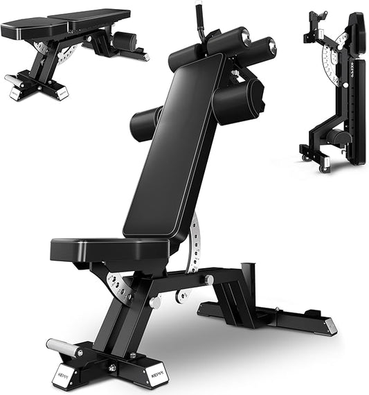 KeppiFitness Weight Bench - 1500LBS Capacity Workout Bench, 17” Bench Press Height, 11+8 Adjustable Weight Bench with Flat/Incline/Decline Angle and Vertical Storage - Bench6000 Series