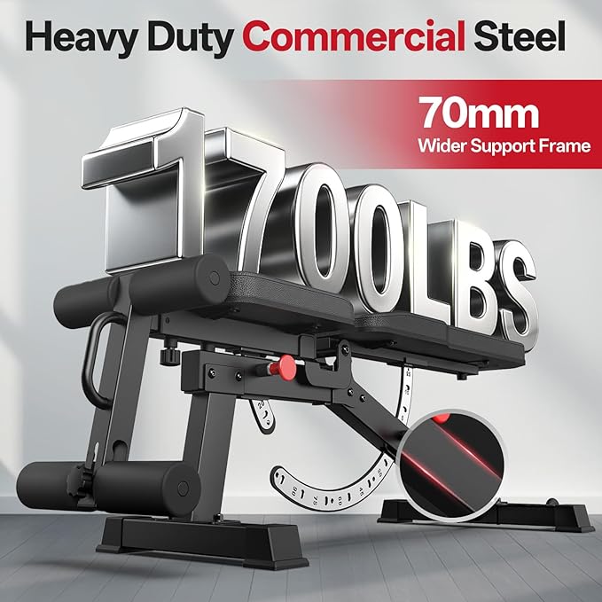 JOROTO MD65 Adjustable Weight Bench, 1700LB Heavy Duty Workout Bench for Home Gym, Flat Incline Decline Sit Up Utility Bench Press with 9 Backrest and 3 Seat Positions, Removable Leg Support and Wheels