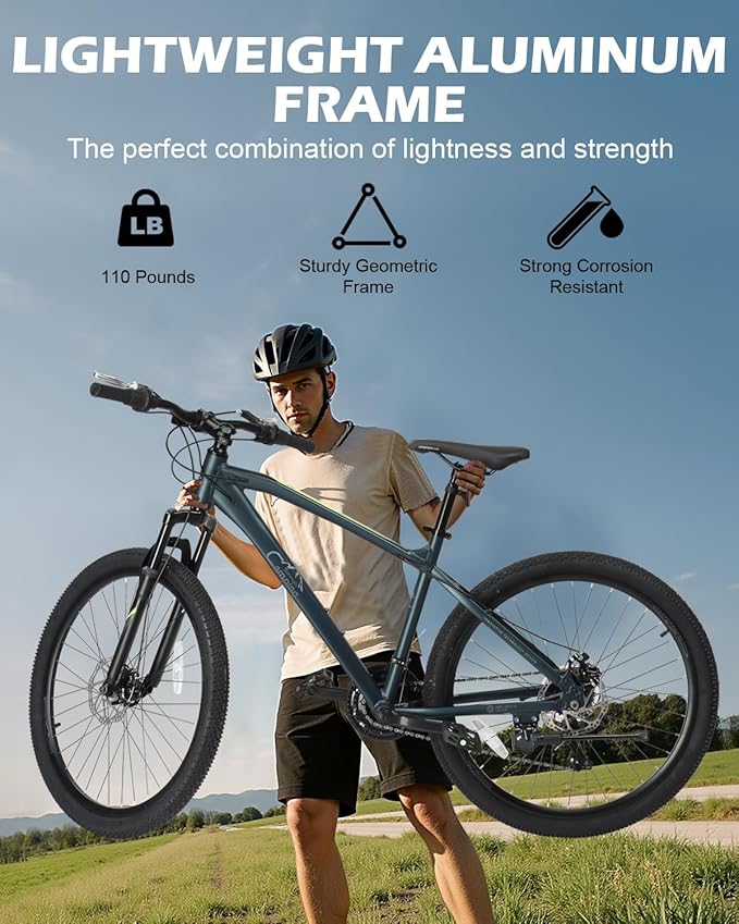 24/26/27.5" Mountain Bike Aluminum Bicycle with Ultralight Aluminum Frame, Powerful Mechanical Dual Disc Brakes, Double Wall Rims and Premium XC Tires, Men & Women Bike with Tool Kit
