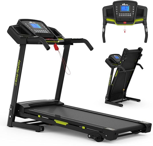 FYC Folding Treadmill for Home - Portable Walking Treadmill with Incline, Handles & App, Dual Shock Absorption, Bluetooth Speakers, 330lbs Capacity, Easy Fold Design