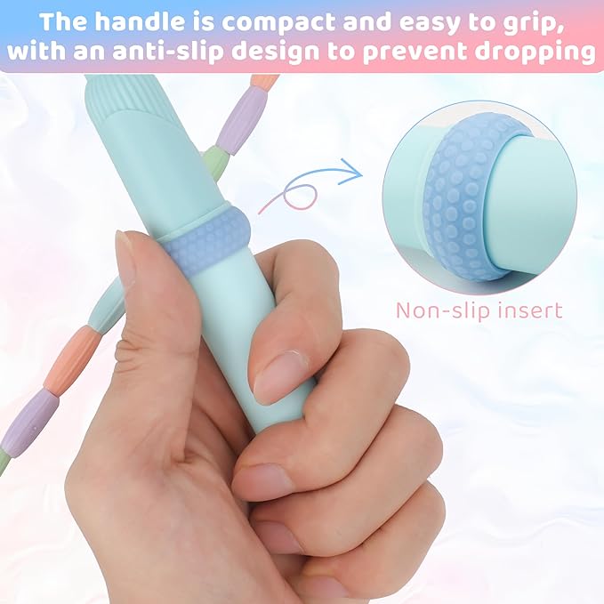 Coolrunner 9 FT Upgraded Kids Jump Rope, 2PC Soft Beaded Skipping Rope with Soft Anti-slip Handles, Adjustable Jumping Rope for Kids Adults, Plastic Segmented Long Enough