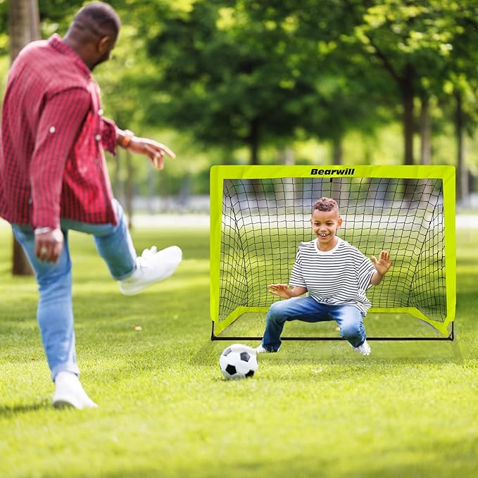 Soccer Goal, Kids Soccer Goals for Backyard Set of 2, 4x3ft Portable Soccer Goal Pop Up Soccer Net, Kids Soccer Net Training Equipment with Soccer Ball, Ladder, Cones, Targets