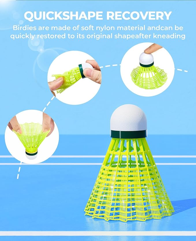 HIRALIY Badminton Birdies,Nylon Badminton Shuttlecocks with Stability Durability for Baseball Batting Practice Training,High Speed Birdie Balls for Backyards Indoor Outdoor Sports Activities
